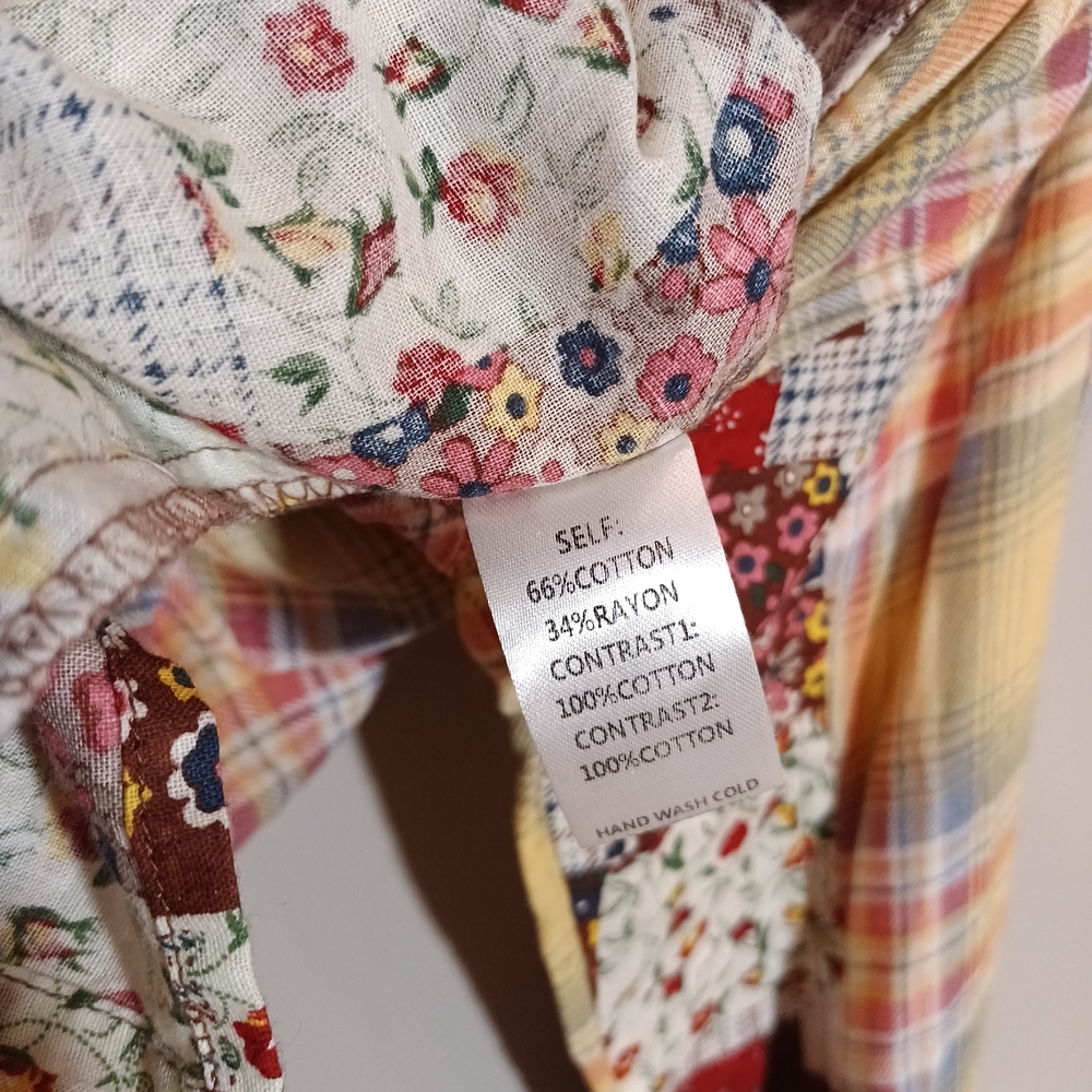 Easel Patchwork Oversized Floral Mixed Print Boho Button Up Top Size M Nwt New - Picture 5 of 9